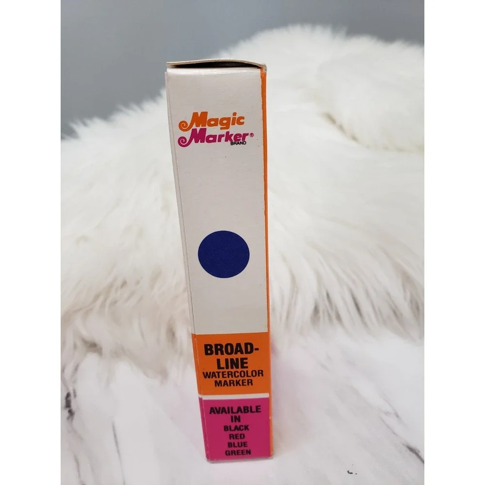 BLUE 12 Vintage MAGIC MARKER Box Of 12‎ Watercolor Broad Line Liquid Crayons